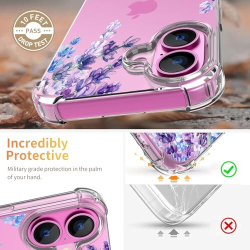 ilnehc for iPhone 16 Case,[3 in 1] with Screen Protector & Camera Lens Protector, Flower Pattern Design,Clear Soft Shockproof Slim Floral Phone Cover for Women Girls 2024 6.1