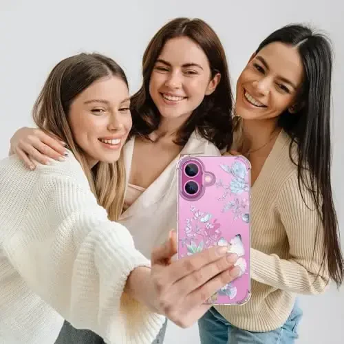 ilnehc for iPhone 16 Case,[3 in 1] with Screen Protector & Camera Lens Protector, Flower Pattern Design,Clear Soft Shockproof Slim Floral Phone Cover for Women Girls 2024 6.1