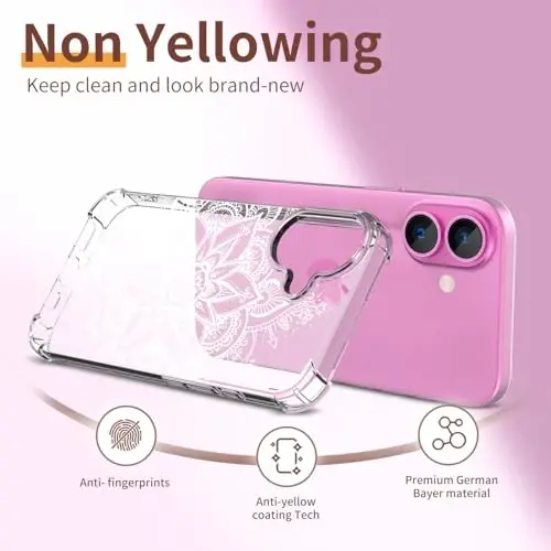 ilnehc for iPhone 16 Case,[3 in 1] with Screen Protector & Camera Lens Protector, Flower Pattern Design,Clear Soft Shockproof Slim Floral Phone Cover for Women Girls 2024 6.1