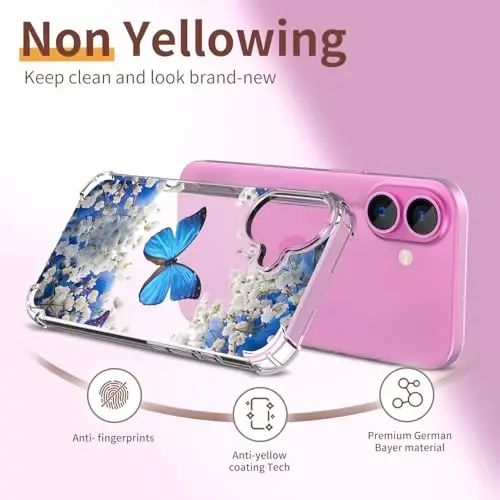 ilnehc for iPhone 16 Case,[3 in 1] with Screen Protector & Camera Lens Protector, Flower Pattern Design,Clear Soft Shockproof Slim Floral Phone Cover for Women Girls 2024 6.1