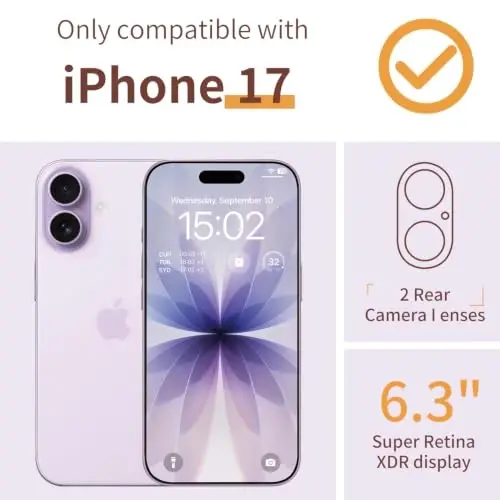 ilnehc for iPhone 17 Case, 3 in 1 Screen & Lens Protectors, Floral Cover | Soft TPU Material | Flower Design | Shockproof | Designed for Women Girls，Butterfly Meadow - ILNEHC (1)