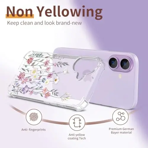 ilnehc for iPhone 17 Case,[3 in 1] with Screen Protector & Camera Lens Protector, Flower Pattern Design,Clear Soft Shockproof Slim Floral Phone Cover for Women Girls 2025 6.3