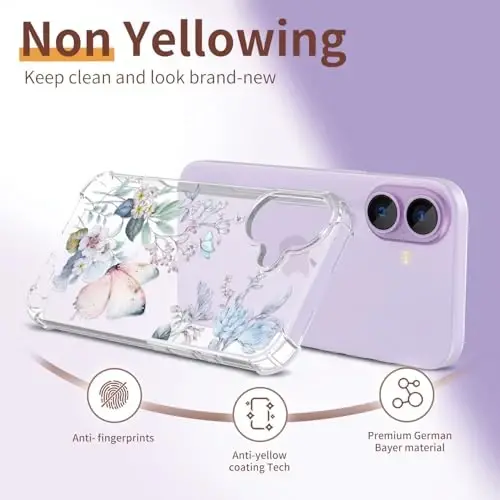 ilnehc for iPhone 17 Case,[3 in 1] with Screen Protector & Camera Lens Protector, Flower Pattern Design,Clear Soft Shockproof Slim Floral Phone Cover for Women Girls 2025 6.3