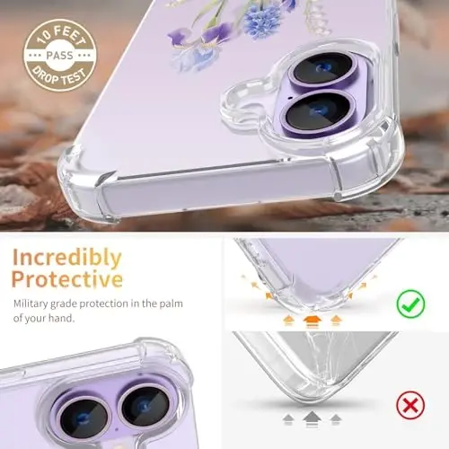 ilnehc for iPhone 17 Case,[3 in 1] with Screen Protector & Camera Lens Protector, Flower Pattern Design,Clear Soft Shockproof Slim Floral Phone Cover for Women Girls 2025 6.3