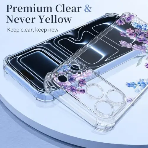 ilnehc for iPhone 17 Pro Max/18 Pro Max Case, Screen Protector, Flower Case | Soft TPU Material | Clear Floral Design | Full Camera Protection | Shockproof Protection | Women & Girls - 4
