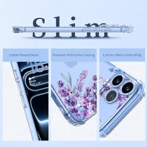ilnehc for iPhone 17 Pro Max/18 Pro Max Case, Screen Protector, Flower Case | Soft TPU Material | Clear Floral Design | Full Camera Protection | Shockproof Protection | Women & Girls - 6