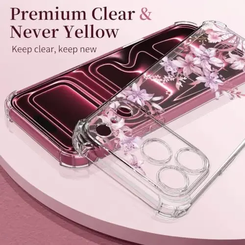 ilnehc for iPhone 17 Pro Max/18 Pro Max Case, Screen Protector, Flower Case | Soft TPU Material | Clear Floral Design | Full Camera Protection | Shockproof Protection | Women & Girls - 4