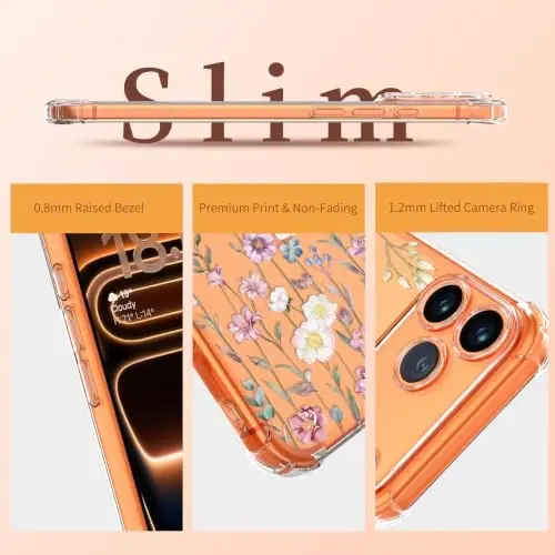 ilnehc for iPhone 17 Pro Max/18 Pro Max Case, Screen Protector, Flower Case | Soft TPU Material | Clear Floral Design | Full Camera Protection | Shockproof Protection | Women & Girls - 6
