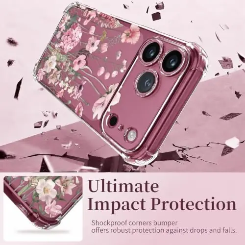 ilnehc for iPhone 17 Pro Max/18 Pro Max Case, Screen Protector, Flower Case | Soft TPU Material | Clear Floral Design | Full Camera Protection | Shockproof Protection | Women & Girls - 3