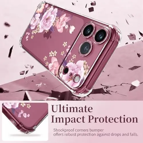 ilnehc for iPhone 17 Pro Max/18 Pro Max Case, Screen Protector, Flower Case | Soft TPU Material | Clear Floral Design | Full Camera Protection | Shockproof Protection | Women & Girls - 4