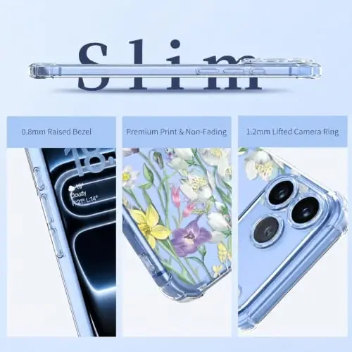 ilnehc for iPhone 17 Pro Max/18 Pro Max Case, Screen Protector, Flower Case | Soft TPU Material | Clear Floral Design | Full Camera Protection | Shockproof Protection | Women & Girls - 6