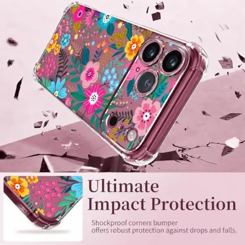 ilnehc for iPhone 17 Pro Max/18 Pro Max Case, Screen Protector, Flower Case | Soft TPU Material | Clear Floral Design | Full Camera Protection | Shockproof Protection | Women & Girls - 3