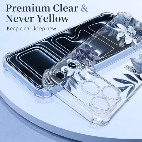 ilnehc for iPhone 17 Pro Max/18 Pro Max Case, Screen Protector, Flower Case | Soft TPU Material | Clear Floral Design | Full Camera Protection | Shockproof Protection | Women & Girls - 4