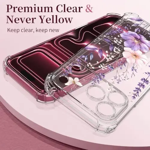 ilnehc for iPhone 17 Pro Max/18 Pro Max Case, Screen Protector, Flower Case | Soft TPU Material | Clear Floral Design | Full Camera Protection | Shockproof Protection | Women & Girls - 4