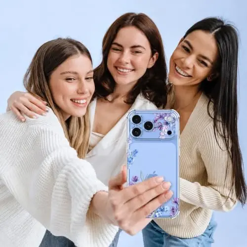 ilnehc for iPhone 17 Pro/18 Pro Case, Screen Protector, Shockproof Cover | Soft TPU Material | Cute Clear Floral Design | Full Camera Protection | Designed for Women & Girls - 3