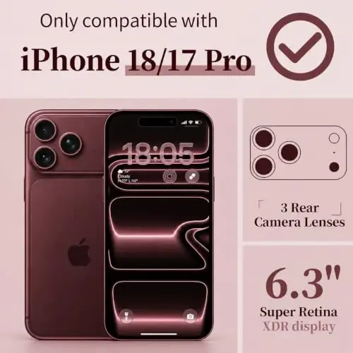 ilnehc for iPhone 17 Pro/18 Pro Case, Screen Protector, Shockproof Cover | Soft TPU Material | Cute Clear Floral Design | Full Camera Protection | Designed for Women & Girls - ilnehc (1)