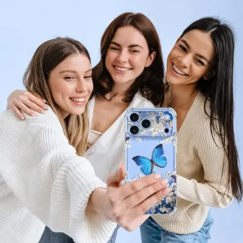 ilnehc for iPhone 17 Pro/18 Pro Case, Screen Protector, Shockproof Cover | Soft TPU Material | Cute Clear Floral Design | Full Camera Protection | Designed for Women & Girls - 3