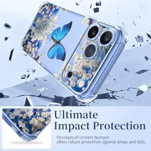 ilnehc for iPhone 17 Pro/18 Pro Case, Screen Protector, Shockproof Cover | Soft TPU Material | Cute Clear Floral Design | Full Camera Protection | Designed for Women & Girls - 4