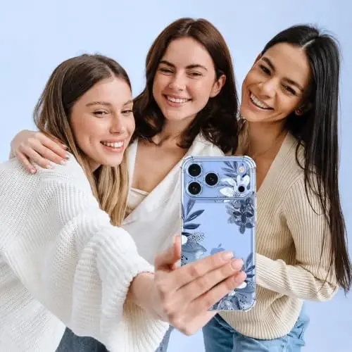 ilnehc for iPhone 17 Pro/18 Pro Case, Screen Protector, Shockproof Cover | Soft TPU Material | Cute Clear Floral Design | Full Camera Protection | Designed for Women & Girls - 3