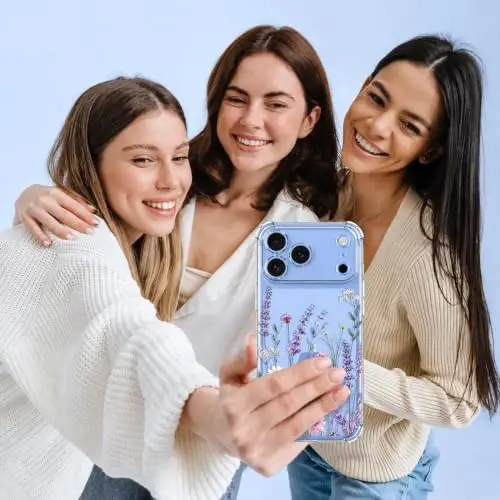 ilnehc for iPhone 17 Pro/18 Pro Case, Screen Protector, Shockproof Cover | Soft TPU Material | Cute Clear Floral Design | Full Camera Protection | Designed for Women & Girls - 3