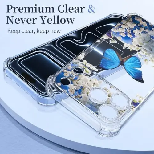 ilnehc for iPhone 17 Pro/18 Pro Case, Screen Protector, Shockproof Cover | Soft TPU Material | Cute Clear Floral Design | Full Camera Protection | Designed for Women & Girls - 5