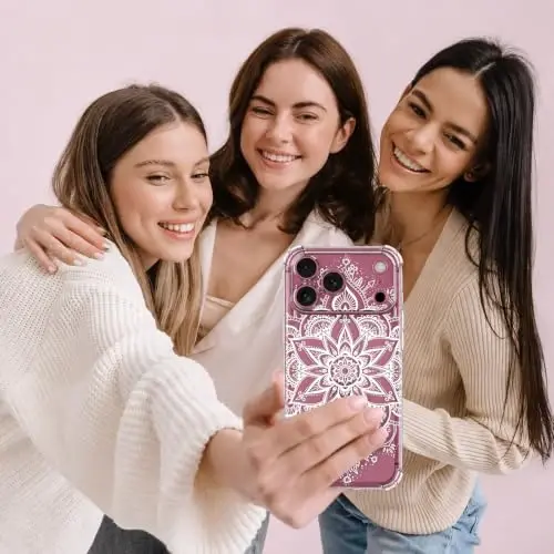 ilnehc for iPhone 17 Pro/18 Pro Case, Screen Protector, Shockproof Cover | Soft TPU Material | Cute Clear Floral Design | Full Camera Protection | Designed for Women & Girls - 3