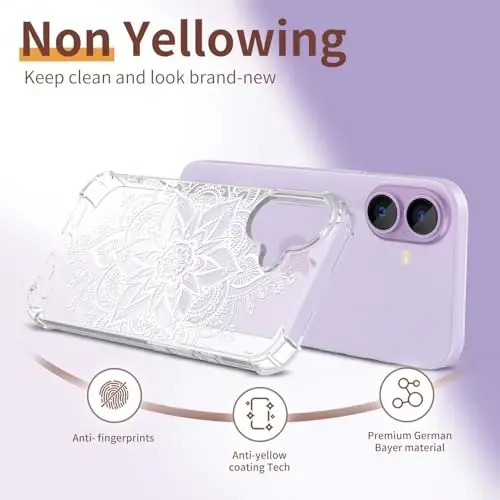 ilnehc iPhone 17 Kılıfı, [3ü 1 Arada] Ekran Koruyucu ve Kamera Merceği Koruyuculu, Çiçek Desenli Tasarım, Kadınlar ve Kızlar için Şeffaf Yumuşak Darbeye Dayanıklı İnce Çiçekli Telefon Kılıfı 2025 6.3