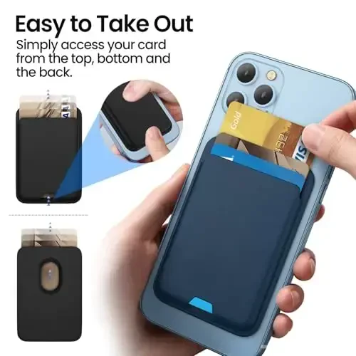 iLodn Magnetic Wallet Compatible with MagSafe for iPhone 17 16 15 14 13 12 Pro Max Air Plus Model, Mag 3 Safe Card Holder Stick on Accessories for Apple Cell Phone & Case, Gray - 2