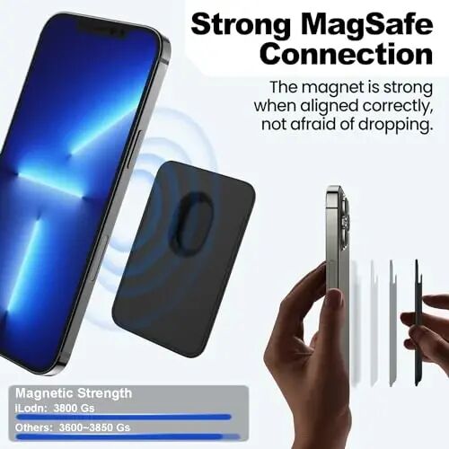 iLodn Magnetic Wallet Compatible with MagSafe for iPhone 17 16 15 14 13 12 Pro Max Air Plus Model, Mag 3 Safe Card Holder Stick on Accessories for Apple Cell Phone & Case, Light Blue - 4