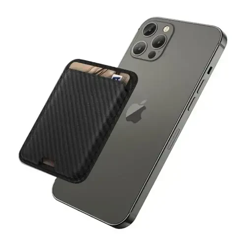 iLodn Magnetic Wallet Compatible with MagSafe for iPhone 17 16 15 14 13 12 Pro Max Air Plus Model, Mag 3 Safe Card Holder Stick on Accessories for Cell Phone & Case, Carbon Fiber Black - 1
