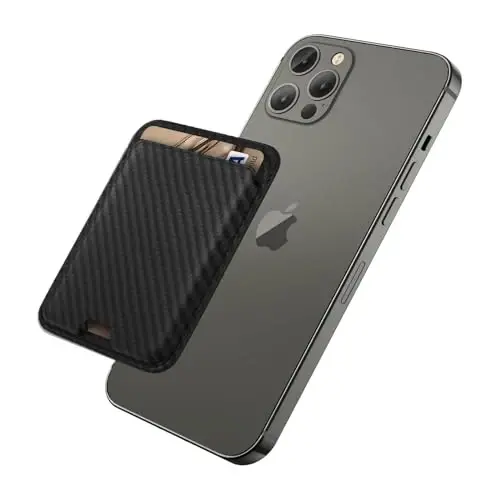 iLodn Magnetic Wallet Compatible with MagSafe for iPhone 17 16 15 14 13 12 Pro Max Air Plus Model, Mag 3 Safe Card Holder Stick on Accessories for Cell Phone & Case, Carbon Fiber Black - ILODN