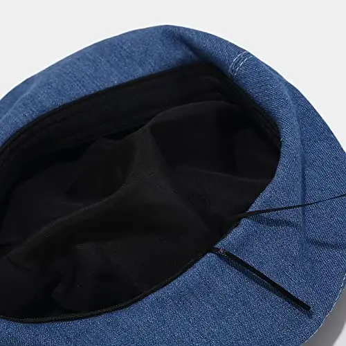 ILUFAM Ayollar uchun Denim Beret Shlyapa Frantsuzcha Uslubdagi Rassom Shlyapa Kundalik Beanie Qalpog'i - 5
