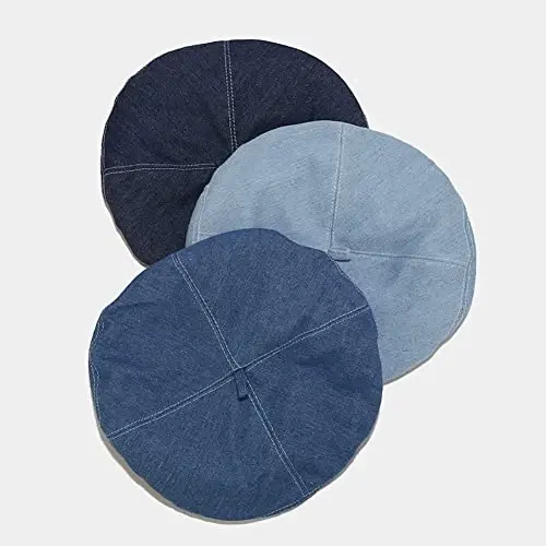 ILUFAM Denim Beret Hat for Women French Style Artist Hat Casual Beanie Cap - ILUFAM (1)