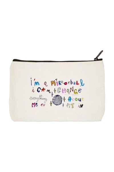 I'm A Mirrorball Printed Fabric Makeup Bag, Pencil Case, Handbag - DESIGNEDFY
