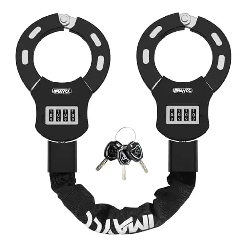 IMAYCC Scooter Lock, 4 Digit Combination Electric Scooter Locks Anti Theft Heavy Duty Resettable with 3 Key, Chain Lock for E Scooter Bike Motorcycle & Door - 1