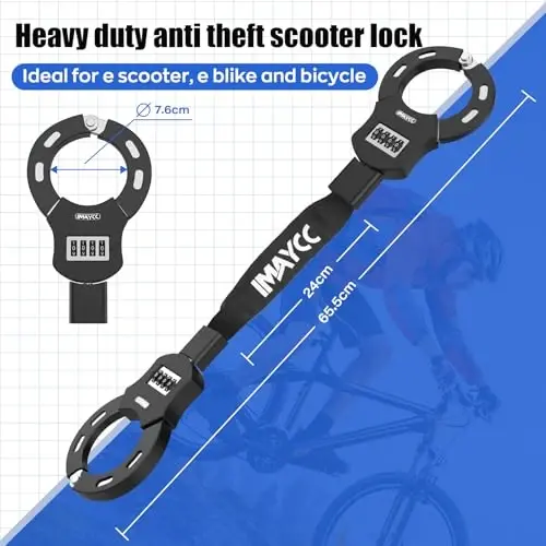 IMAYCC Scooter Lock, 4 Digit Combination Electric Scooter Locks Anti Theft Heavy Duty Resettable with 3 Key, Chain Lock for E Scooter Bike Motorcycle & Door - IMAYCC (1)