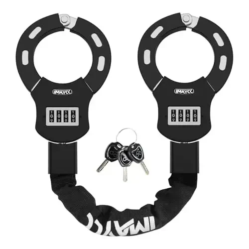 IMAYCC Scooter Lock, 4 Digitli Kombinatsiyali Elektr Scooter Qulflari O'g'irlikka qarshi Og'ir Vazifali Qayta Tiklanadigan 3 Kalit bilan, E Scooter Velosiped Motosikl va Eshik uchun Zanjirli Qulf 