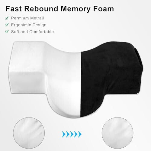 IMENE Lash Pillow for Lash Extensions- Memory Foam Lash Pillow with Neck and Back Support, Ergonomic lash Bed Pillow with Velvet Pillowcase and Lash Organizer Pockets （Black） - 4