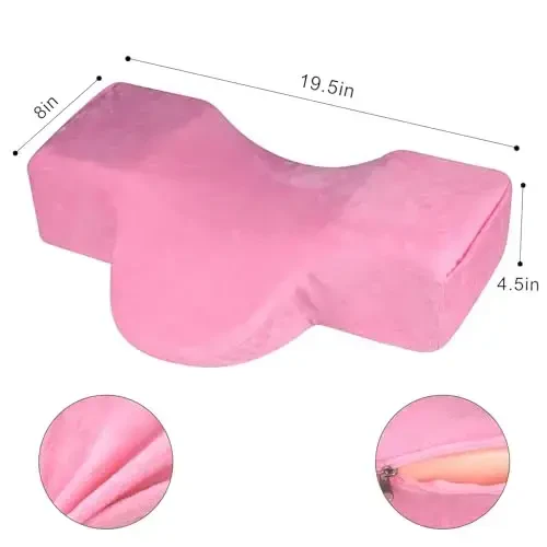 IMENE Lash Pillow for Lash Extensions- Memory Foam Lash Pillow with Neck and Back Support, Ergonomic lash Bed Pillow with Velvet Pillowcase and Lash Organizer Pockets (Pink) - 7