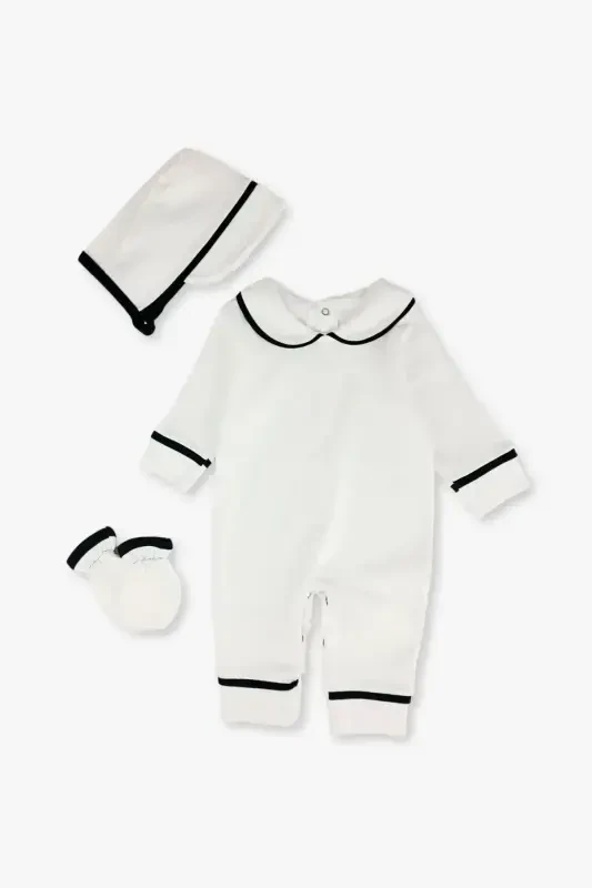 Именной комплект для новорожденного мальчика: комбинезон, комплект на выписку из роддома, набор для памятных вещей, комплект для обряда имянаречения, с персонализацией - темно-синий 3 - 2