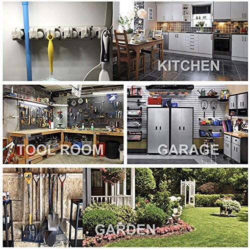 IMILLET 2 Pack Mop and Broom Holder, Wall Mounted Organizer Mop and Broom Storage Tool Rack with 5 Ball Slots and 6 Hooks (Black) - 7