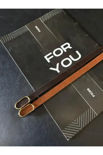 Import Oval Oltin Tokali Yupqa Kamar, Shim Kemari, Ko'ylak Kemari, Kurtka Kemari - Jigarrang-Sariq (Tabaka) - 4