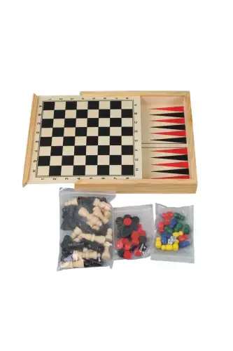 Import qilingan yog'och beshta o'yin to'plami (shaxmat, dama, tavla, K.aka, S.test) - 3