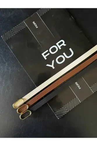 Imported Oval Gold Buckle Skinny Belt, Pants Belt, Shirt Belt, Jacket Belt-Black - 3