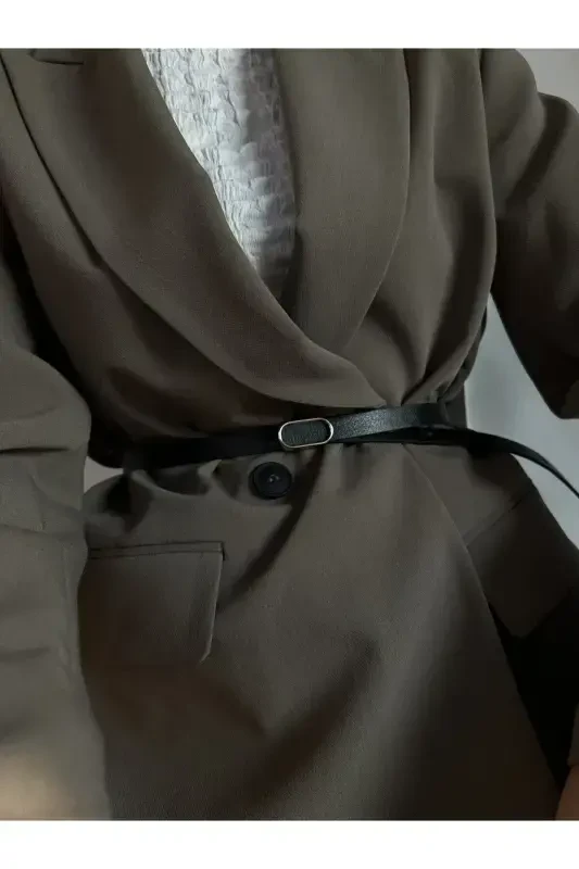 Imported Oval Gold Buckle Thin Belt, Trouser Belt, Shirt Belt, Jacket Belt - 3