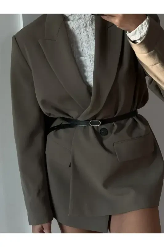 Imported Oval Gold Buckle Thin Belt, Trouser Belt, Shirt Belt, Jacket Belt - 4