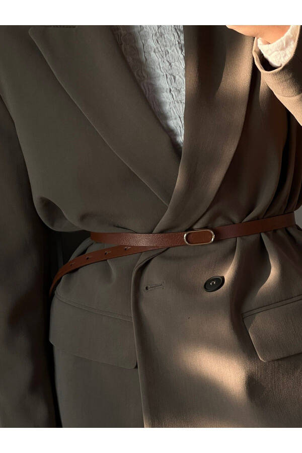 Imported Oval Gold Buckle Thin Belt, Trouser Belt, Shirt Belt, Jacket Belt - 1