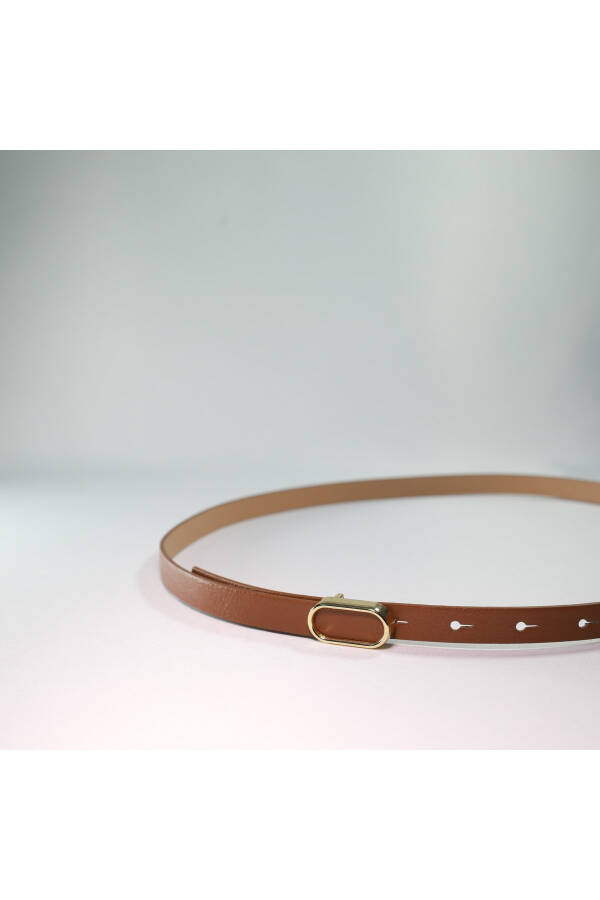 Imported Oval Gold Buckle Thin Belt, Trouser Belt, Shirt Belt, Jacket Belt - 6