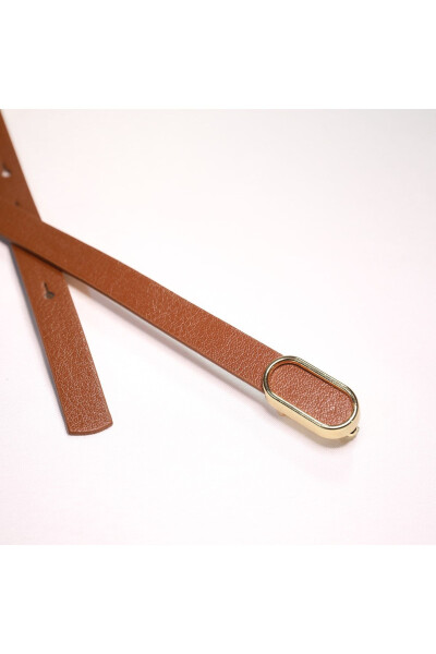 Imported Oval Gold Buckle Thin Belt, Trouser Belt, Shirt Belt, Jacket Belt - 7