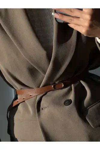 Imported Oval Gold Buckle Thin Belt, Trouser Belt, Shirt Belt, Jacket Belt - 4